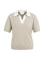 Load image into Gallery viewer, YAYA Knitted Collar Contrast Top