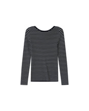 Load image into Gallery viewer, Grace and Mila ‘Samedi’ Stripe Boat Neck Tee Navy