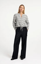Load image into Gallery viewer, YAYA Striped Grey Cardigan with Tie