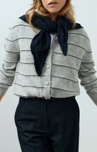 Load image into Gallery viewer, YAYA Striped Grey Cardigan with Tie
