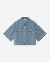 Load image into Gallery viewer, Grace and Mila Cropped Stripe Denim Shacket