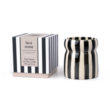 Load image into Gallery viewer, Paddywax Cabana Black Striped Ceramic Candle - Lava Stone