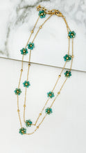 Load image into Gallery viewer, Envy Turquoise Green Daisy Necklace
