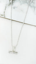 Load image into Gallery viewer, Envy Long Silver T-Bar Necklace
