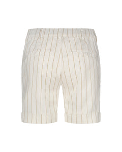 Red Button Linen Stripe Shorts