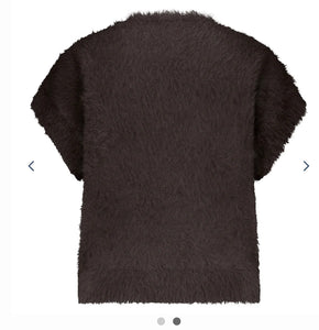 Red Button Sleeveless ‘Fuzzy’ Vest