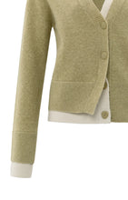 Load image into Gallery viewer, YAYA Contrast V Neck Cardigan Pale Olive
