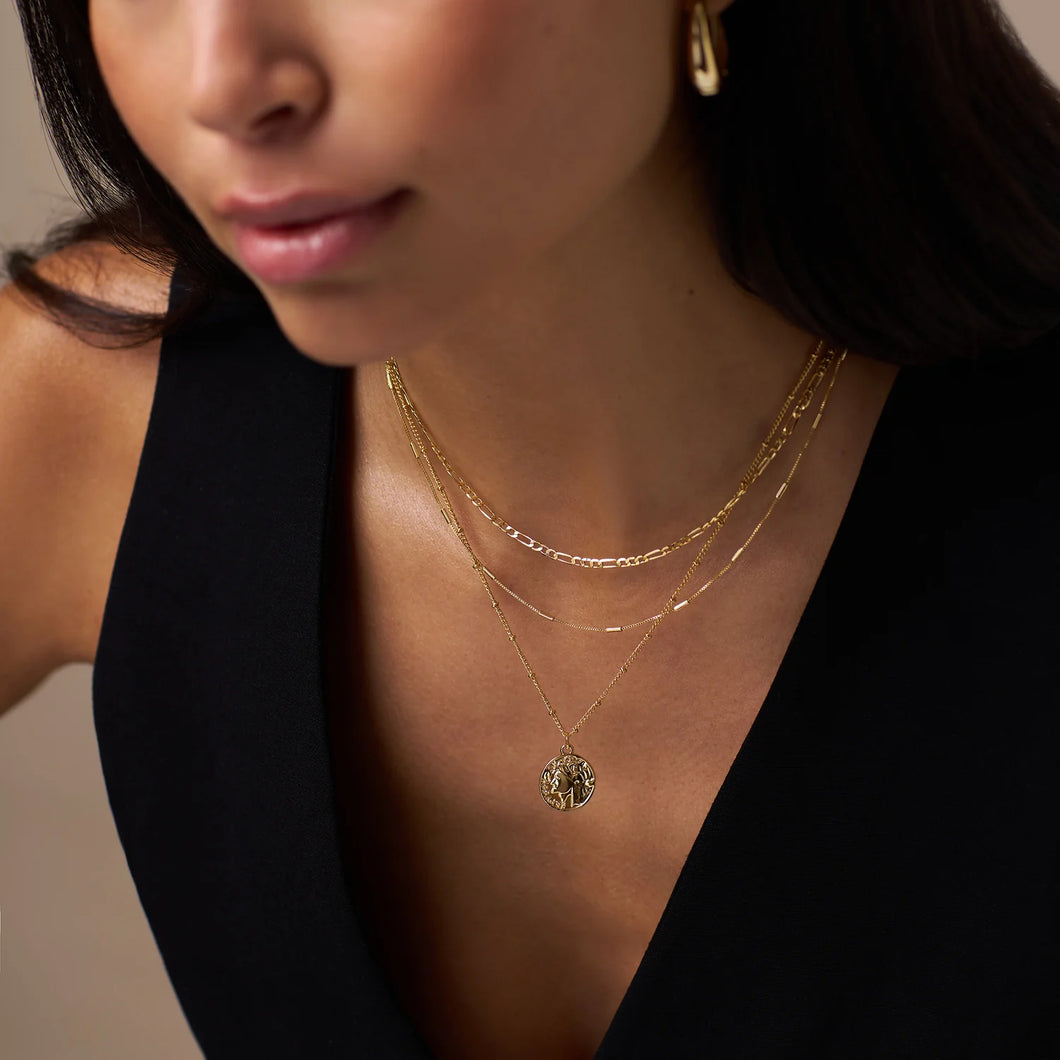 Orelia Multi Row Coin Necklace Gold