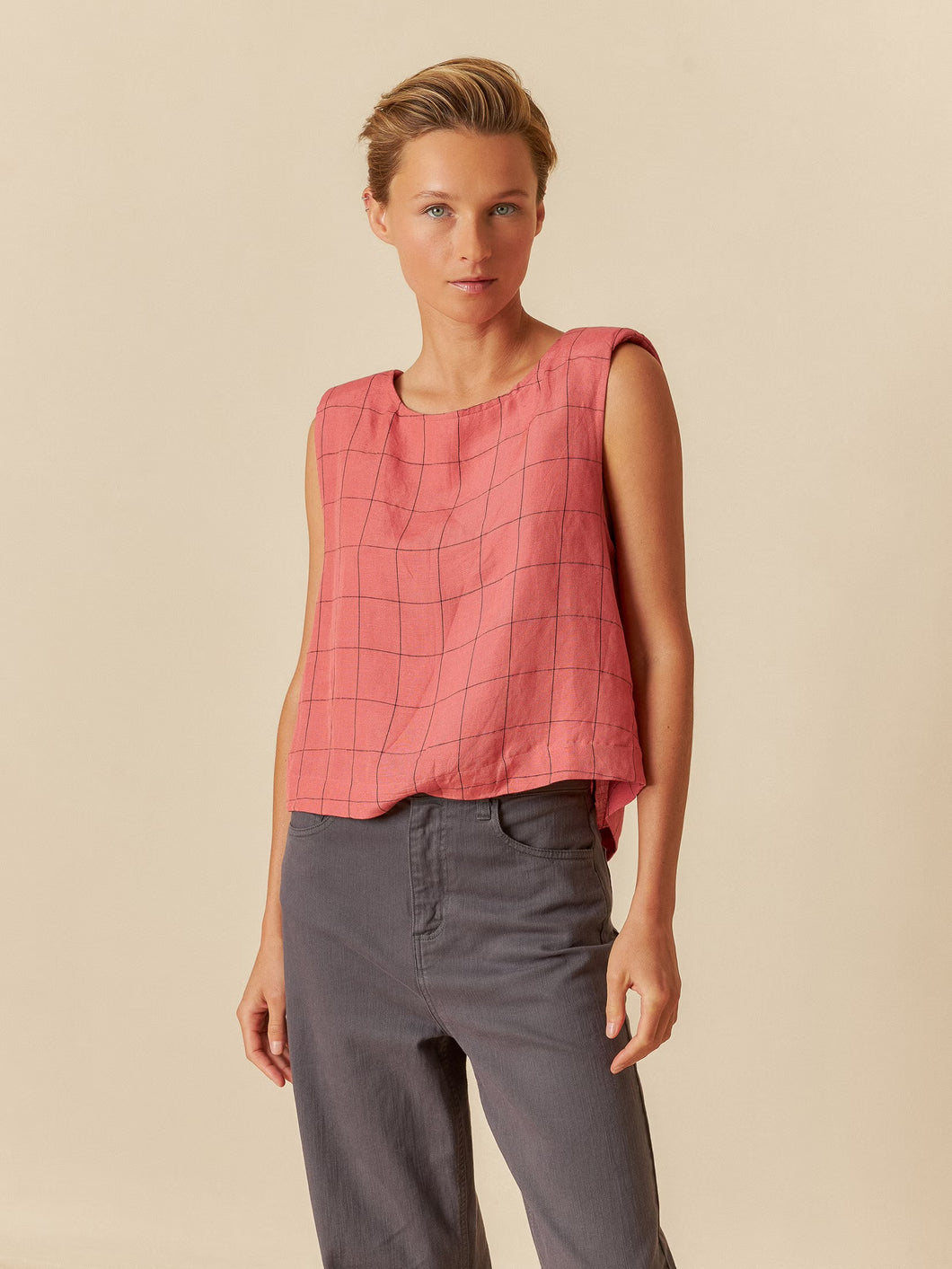 INDI and Cold Window Pane Check Crop Top