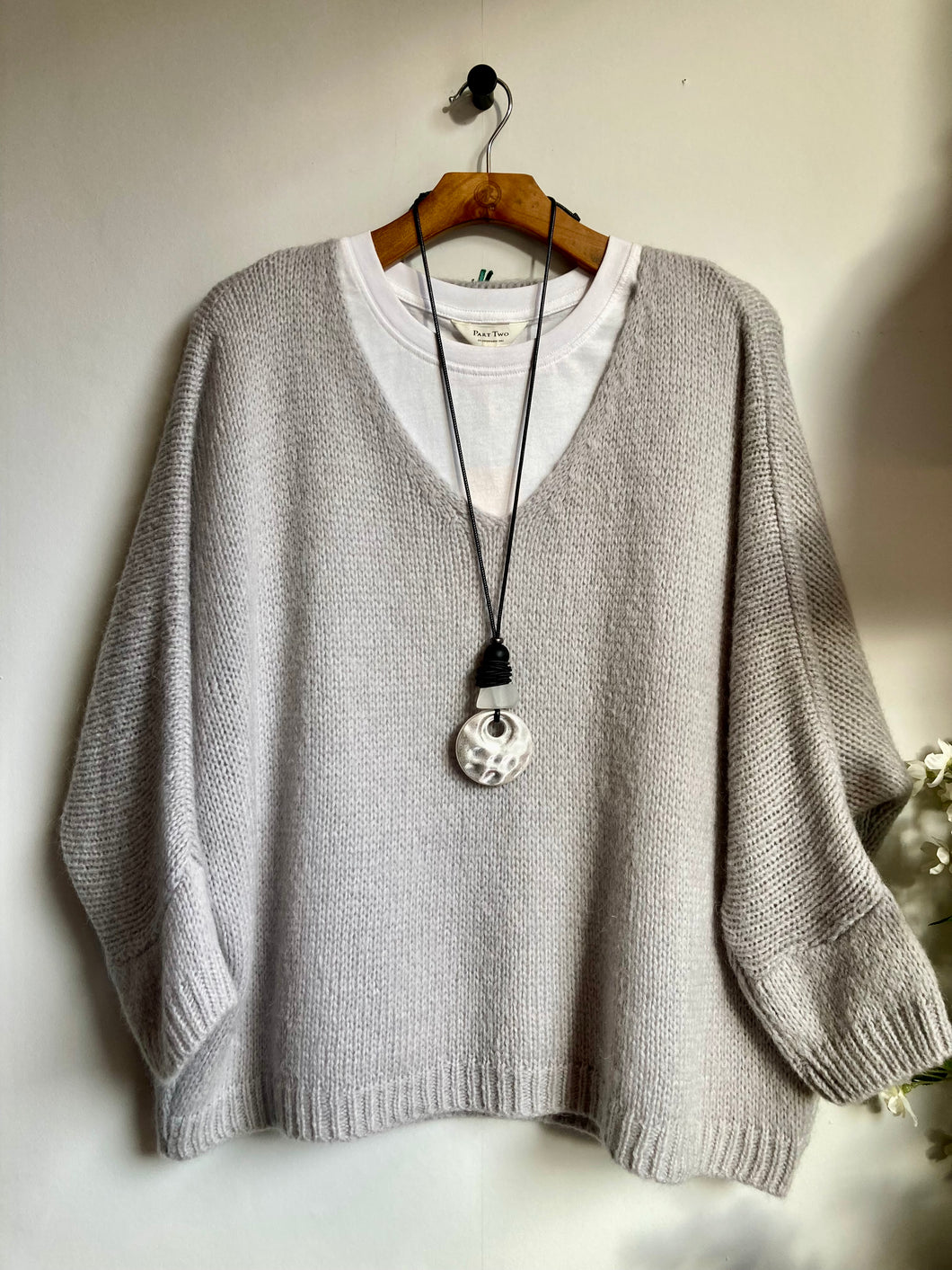 Mohair Blend V Neck Oversize Jumper