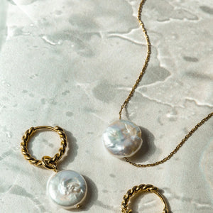 Orelia Stationed Flat Pearl Necklace