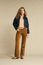 Load image into Gallery viewer, Red Button Denim Bomber Jacket
