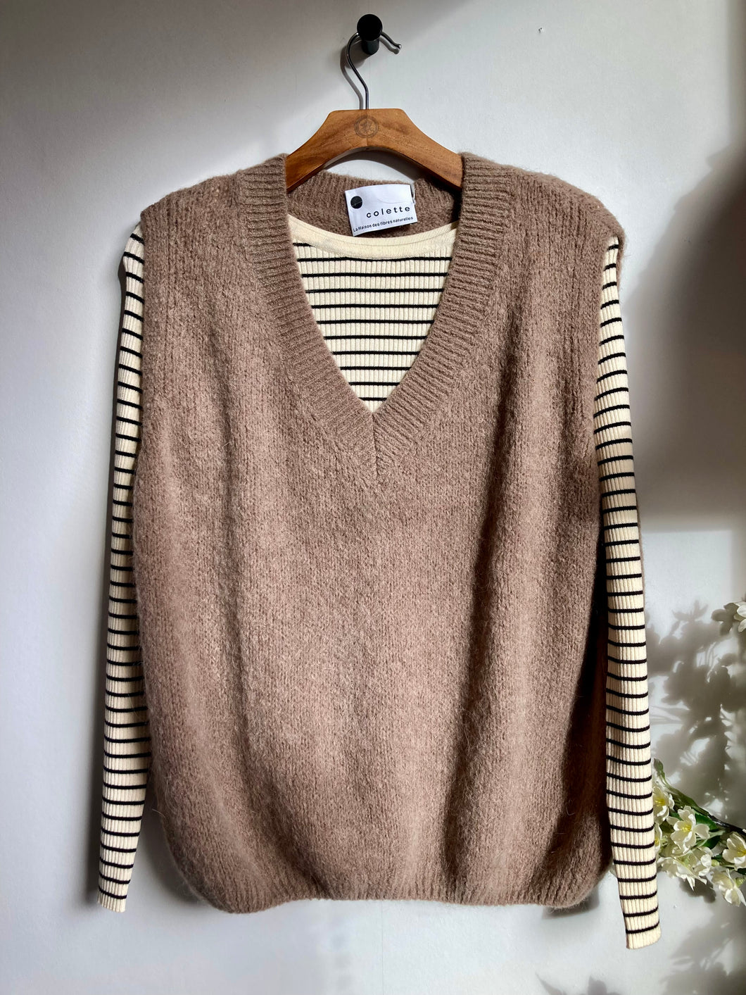 Angora Blend V Neck Knitted Vest