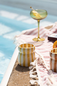 Paddywax Cabana Ochre Striped Candle - Gold Coast
