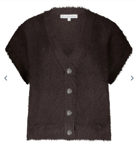 Red Button Sleeveless ‘Fuzzy’ Vest