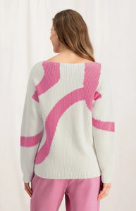 YAYA Jacquard sweater with boatneck and long sleeves.