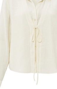 YAYA Layered Textured Blouse With Tie