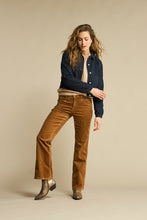 Load image into Gallery viewer, Red Button Denim Bomber Jacket
