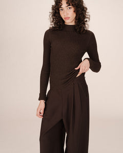 Grace and Mila Ribbed ‘Sunday’ Jumper Chocolate