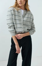 Load image into Gallery viewer, YAYA Striped Grey Cardigan with Tie

