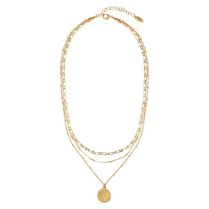 Orelia Multi Row Coin Necklace Gold