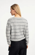 Load image into Gallery viewer, YAYA Striped Grey Cardigan with Tie

