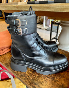 Alpe Black Leather Military Boots