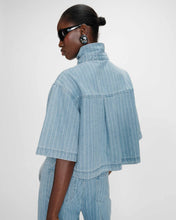 Load image into Gallery viewer, Grace and Mila Cropped Stripe Denim Shacket
