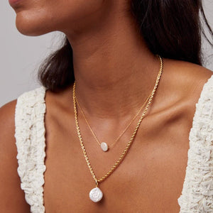 Orelia Stationed Flat Pearl Necklace