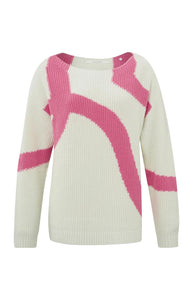 YAYA Jacquard sweater with boatneck and long sleeves.