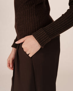 Grace and Mila Ribbed ‘Sunday’ Jumper Chocolate