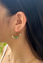 Load image into Gallery viewer, 18ct Gold Plated Gemstone Cluster Hoop Earrings
