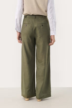 Load image into Gallery viewer, Part Two Olive Green Linen Trousers
