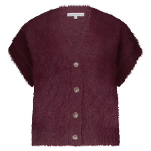 Red Button Sleeveless ‘Fuzzy’ Vest