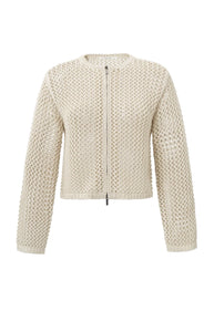 YAYA Mesh Stitch Zipped Cardigan