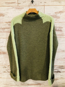Funnel Neck Sweater with Stripe