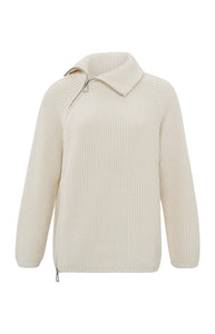 YAYA Ribbed Sweater With Zip