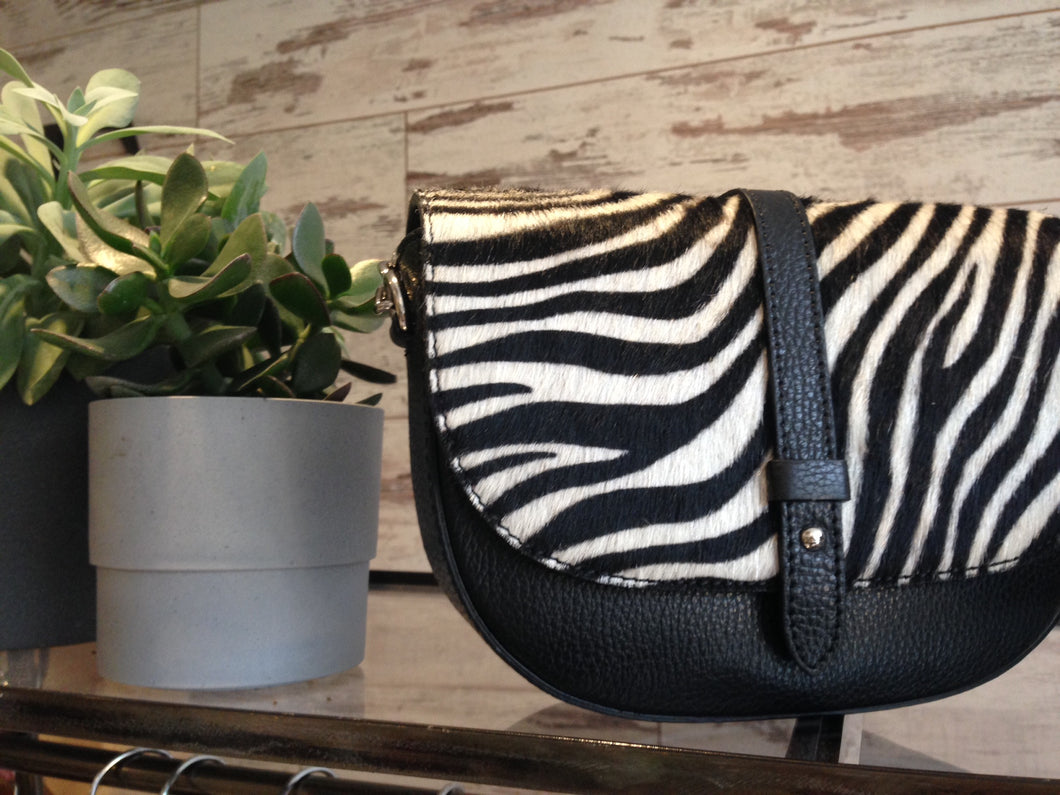 Italian Leather Zebra Print Bag