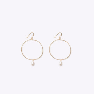 Wanderlustlife Gold Large Hoop Earring with White Pearl