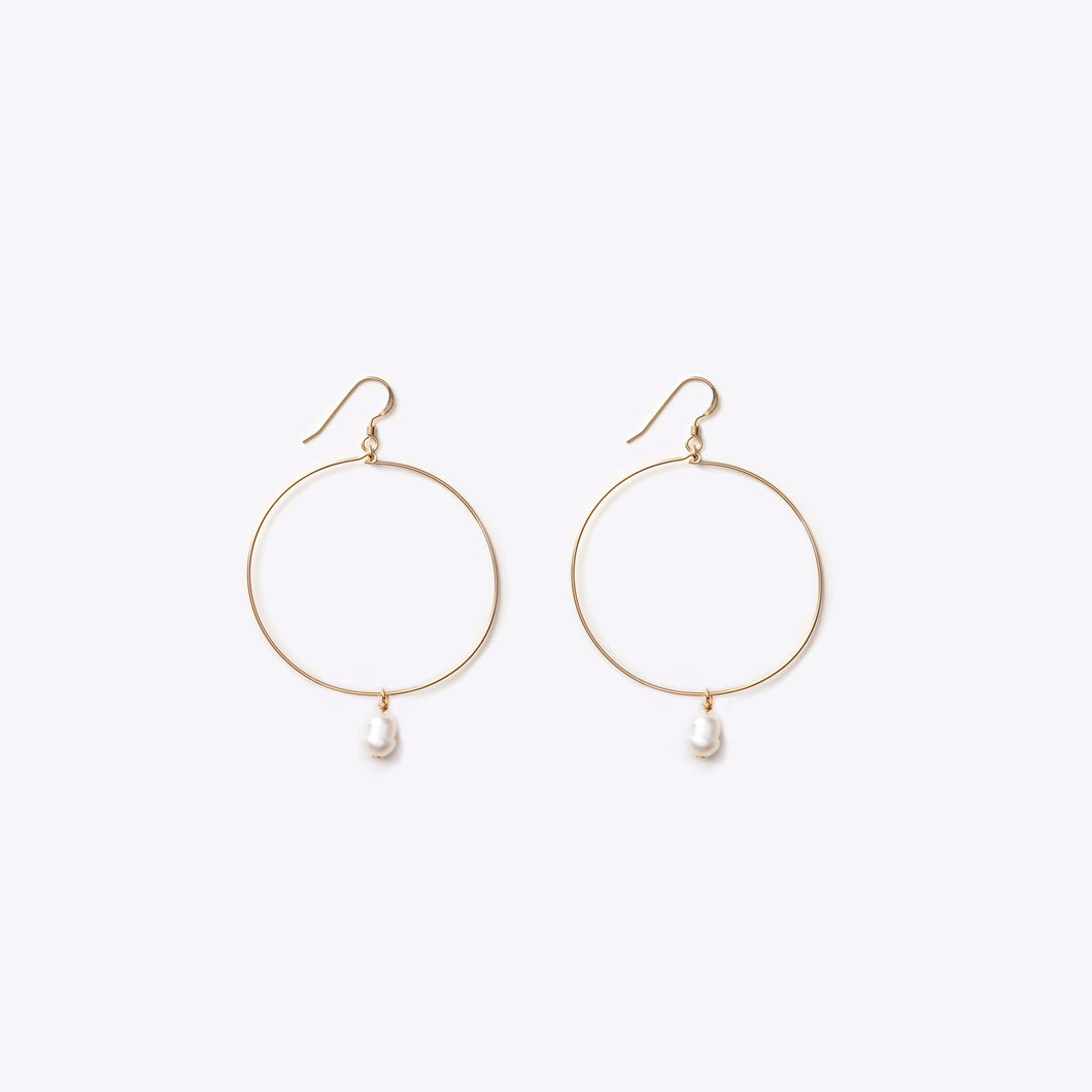 Wanderlustlife Gold Large Hoop Earring with White Pearl