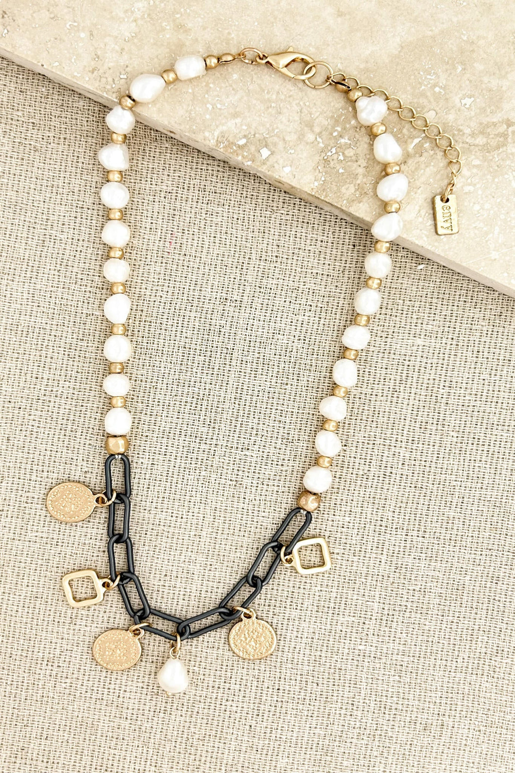 Envy Pearl and Gold Charm Necklace